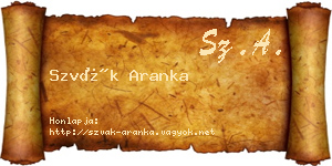 Szvák Aranka névjegykártya
